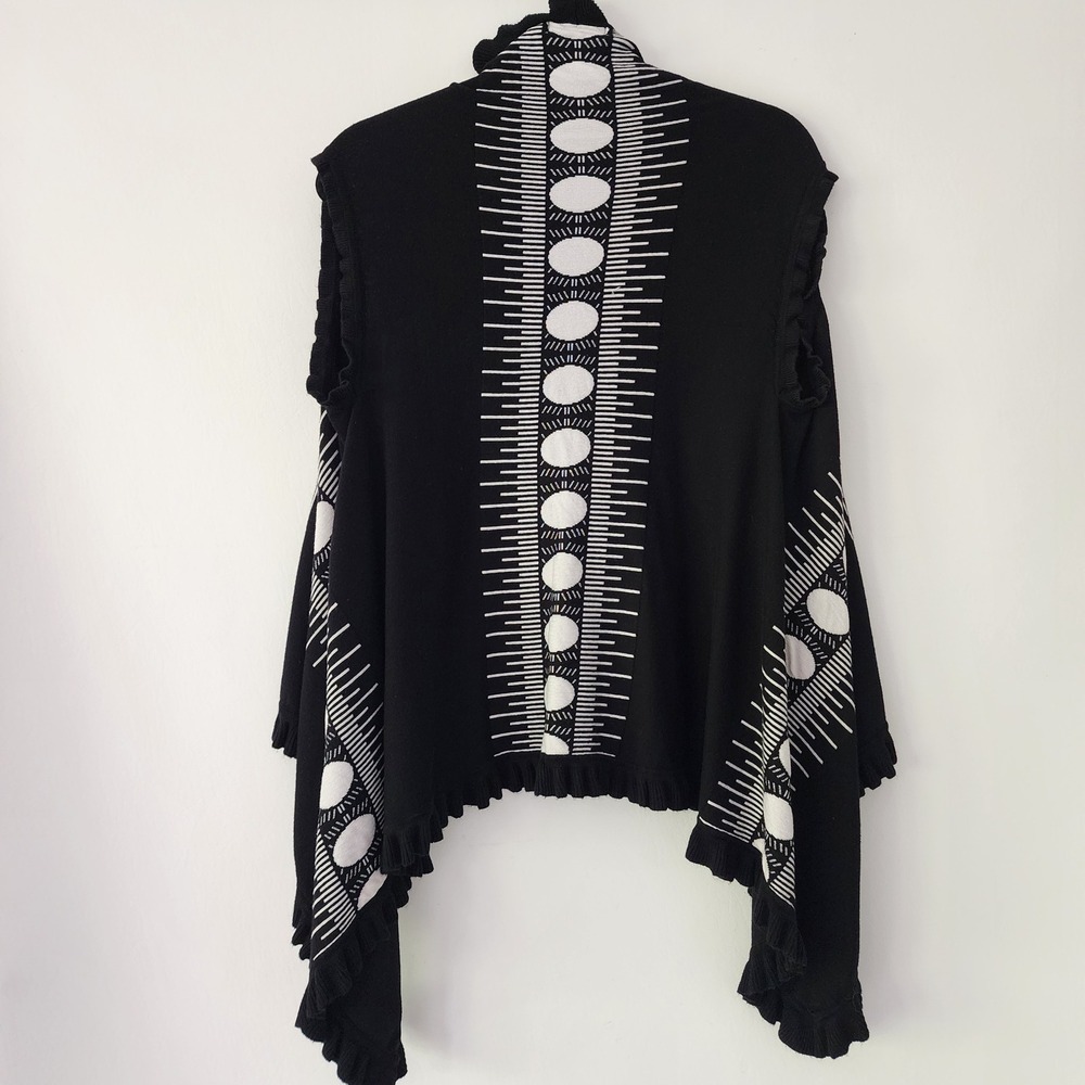 Adore black white open front‎ cardigan sleeveless womens size L